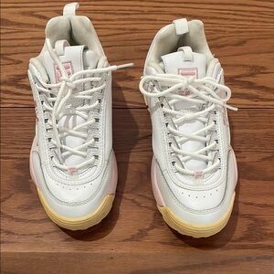 Fila White Pink and Yellow Sneakers